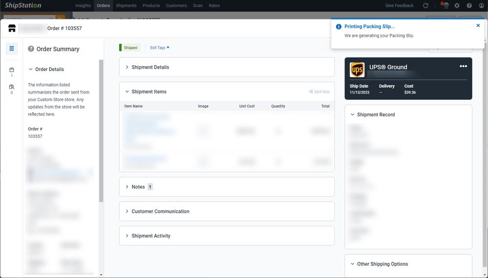 Standard popup placement blocks the Print and Batch buttons.