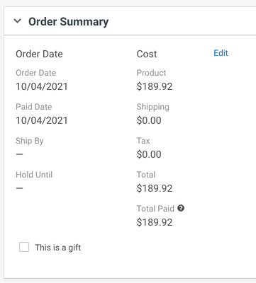 Order in shipstation show both with the total for both